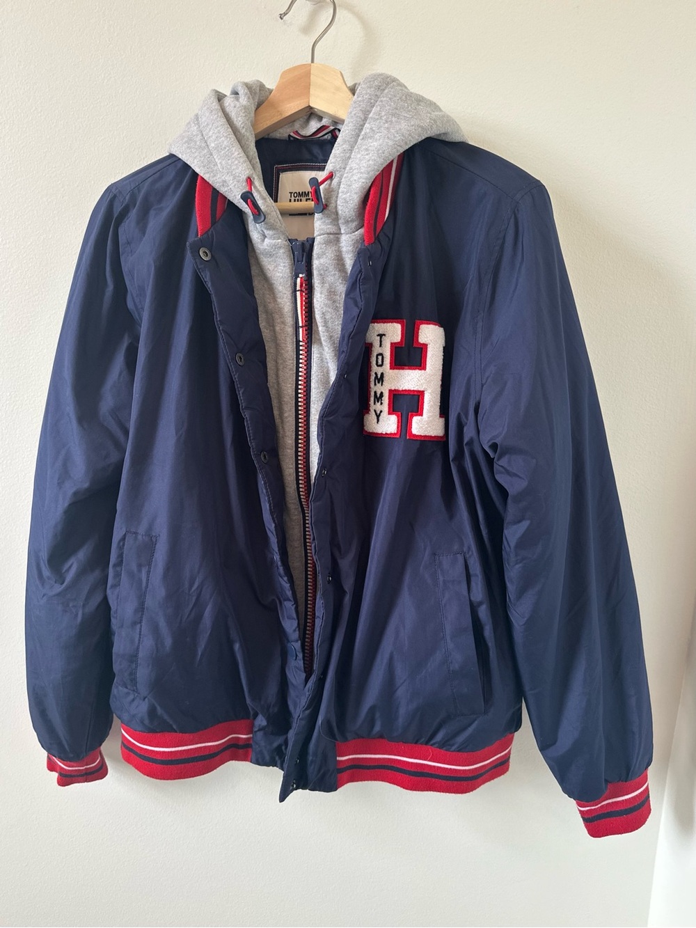 Tommy Hilfiger Navy Blue Varsity Jacket Size Large